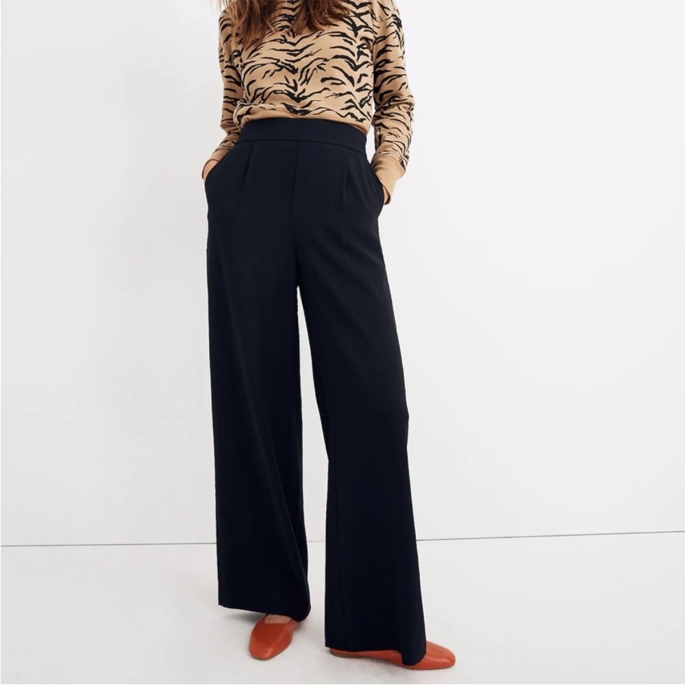 Madewell Black Wide-Leg Trousers, Huston Pull On Pants